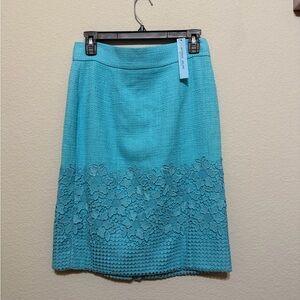 ANTONIO MELANI Teal Pencil Skirt with Lace